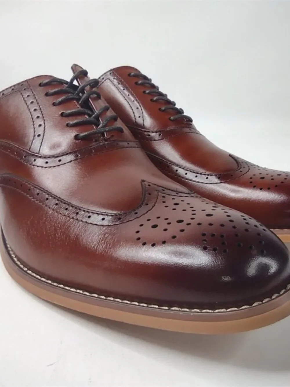 Share *New* Men's Stacy Adams Dunbar Wingtip Cognac Dress Shoes Size 8.5 M